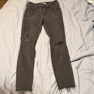 Madewell Washed Black Distressed Skinny Jeans